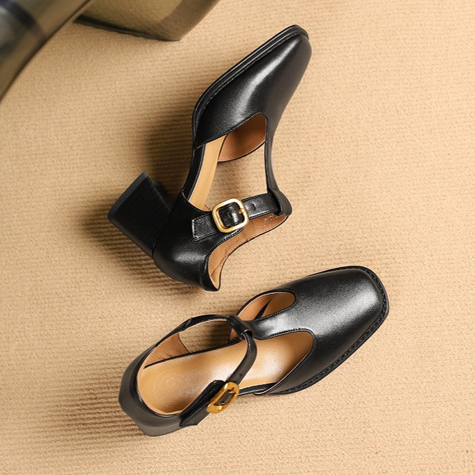 MARCELE - ZAPATOS DE CUERO T-STRAP