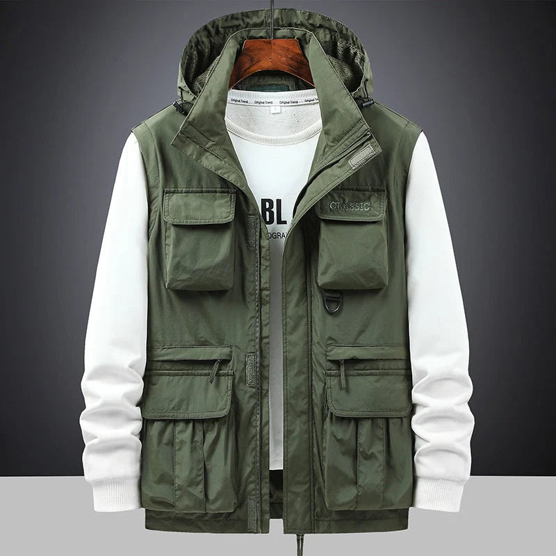 Chaqueta De Campo Para Hombre Con Capucha Y Bolsillos Multifunción
