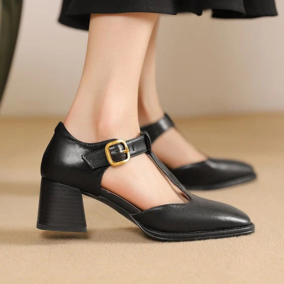 MARCELE - ZAPATOS DE CUERO T-STRAP