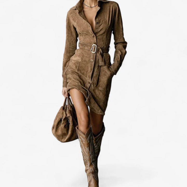 Betty™ | Elegant Camel Midi Dress