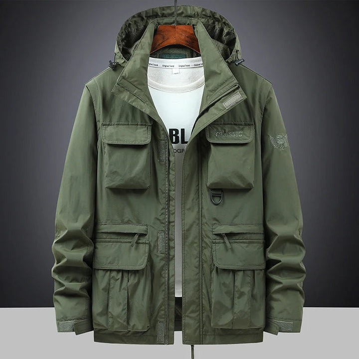 Chaqueta De Campo Para Hombre Con Capucha Y Bolsillos Multifunción
