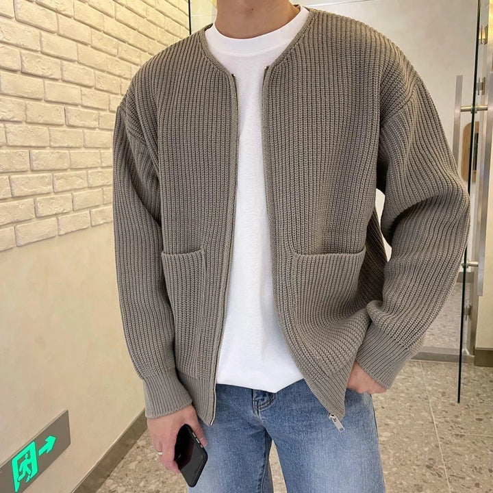 Seth - Sudadera Masculina De Punto Fino Con Cremallera
