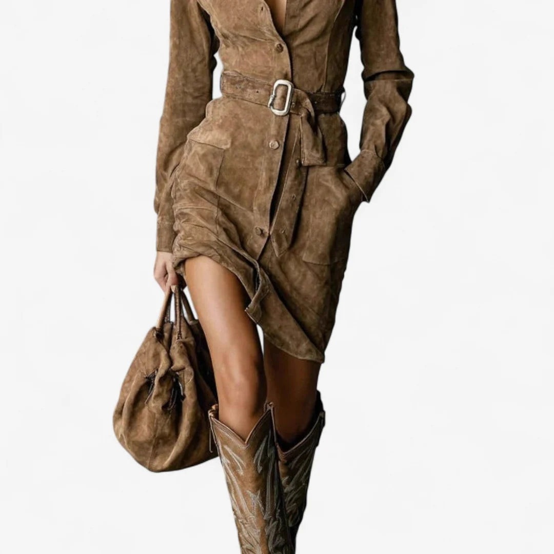 Betty™ | Elegant Camel Midi Dress