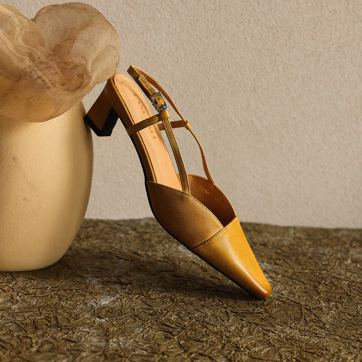Serena | Sapatos de Salto Slingback de Pele