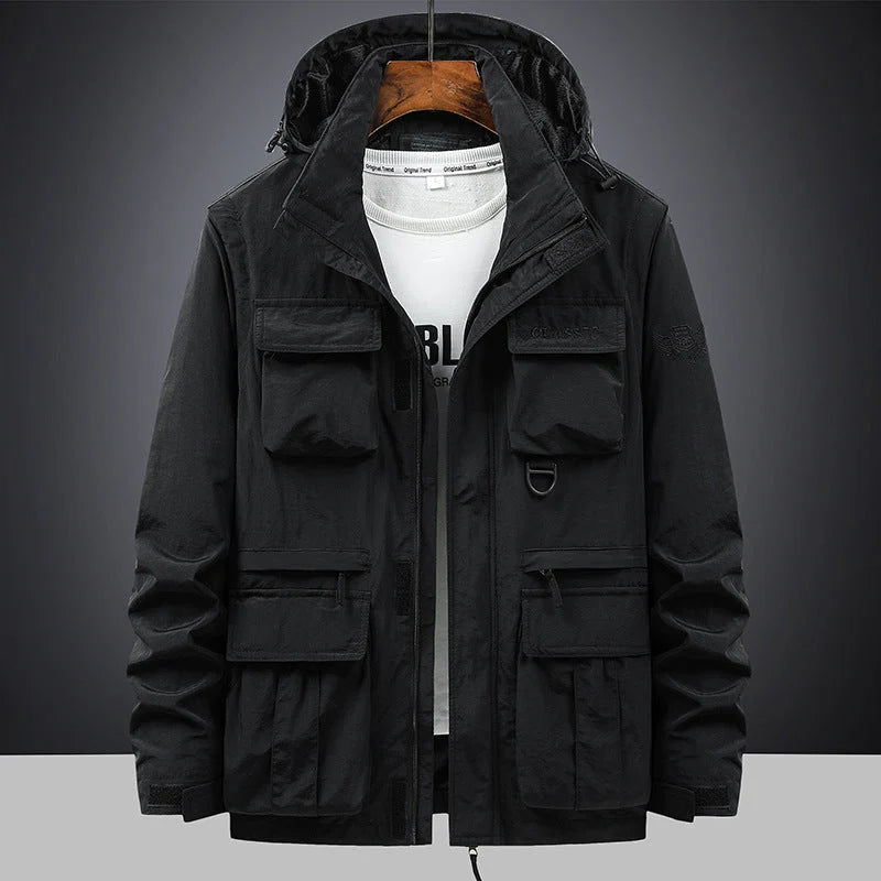 Chaqueta De Campo Para Hombre Con Capucha Y Bolsillos Multifunción