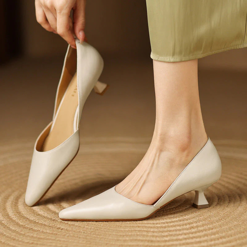 Ceyra | Tacones Bajos de Cuero Genuino