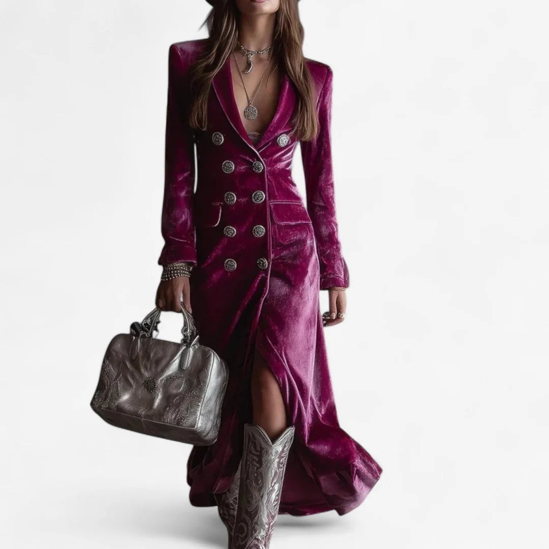 Virginie™ | Vestido Cruzado De Terciopelo