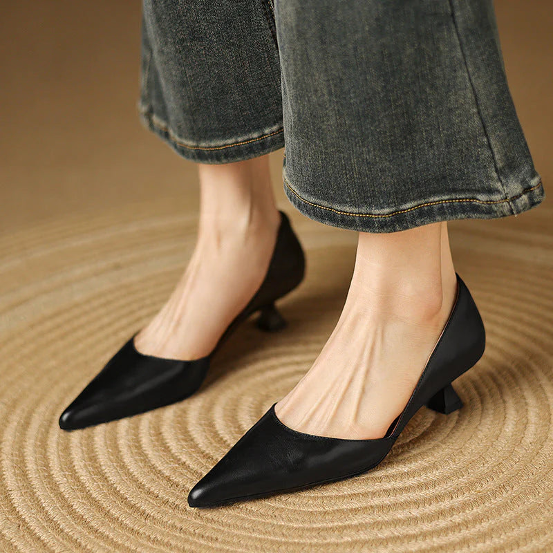 Ceyra | Tacones Bajos de Cuero Genuino