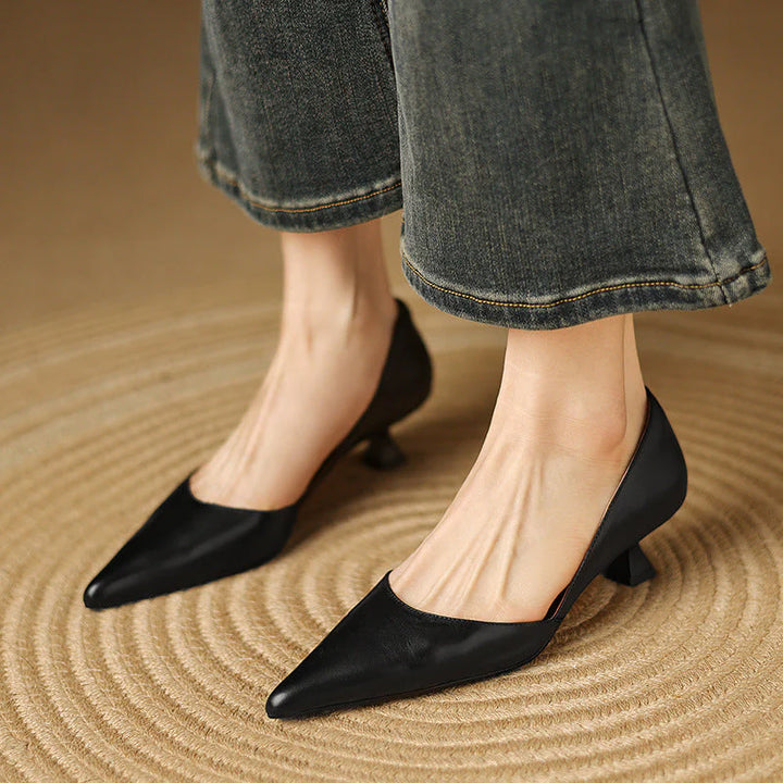 Ceyra | Sapatos de Salto Baixo em Pele Genuína