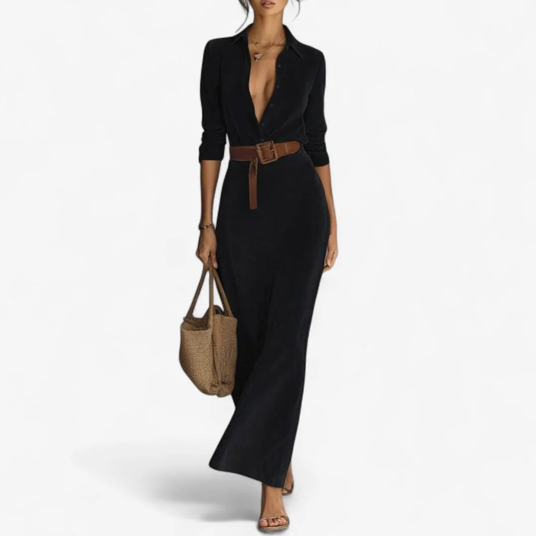 Emmanuella™ | Vestido Maxi Minimalista De Satén