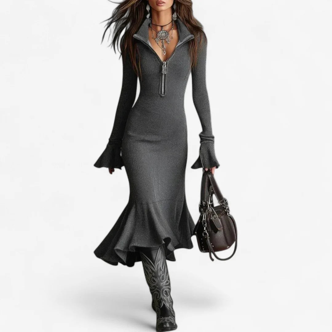 Maud™ | Vestido De Punto Con Cuello Y Cremallera