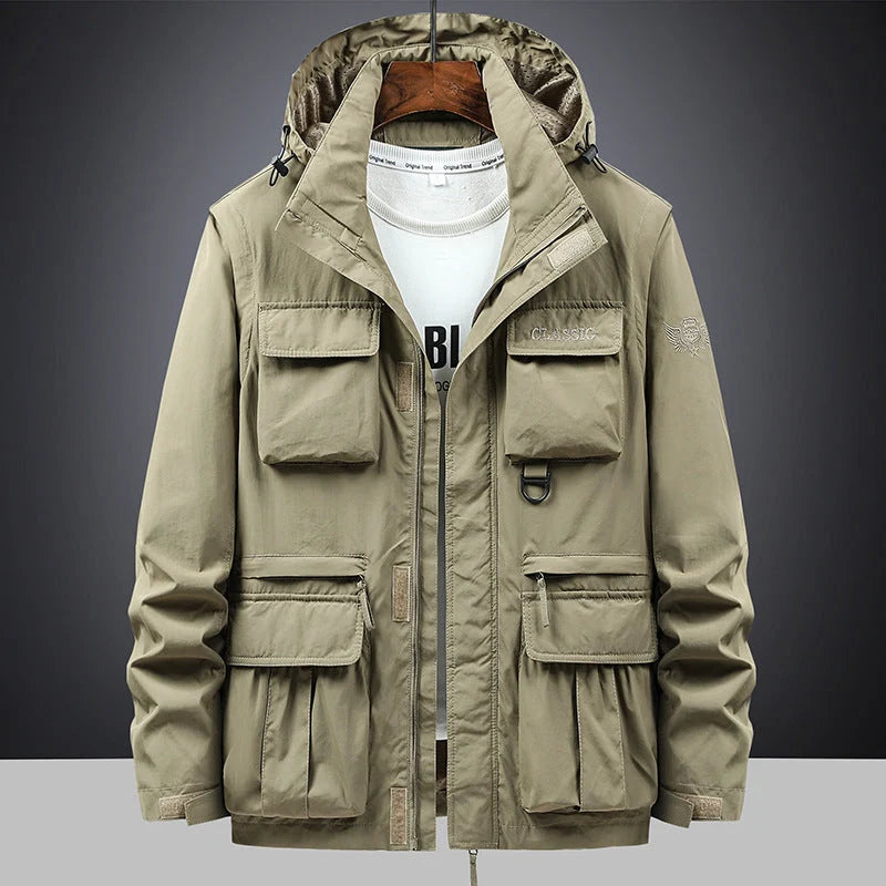 Chaqueta De Campo Para Hombre Con Capucha Y Bolsillos Multifunción
