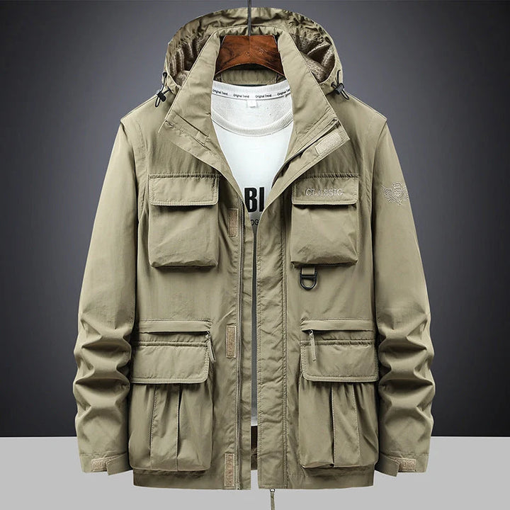 Chaqueta De Campo Para Hombre Con Capucha Y Bolsillos Multifunción