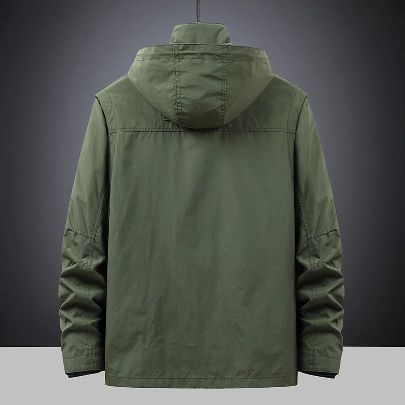 Chaqueta De Campo Para Hombre Con Capucha Y Bolsillos Multifunción