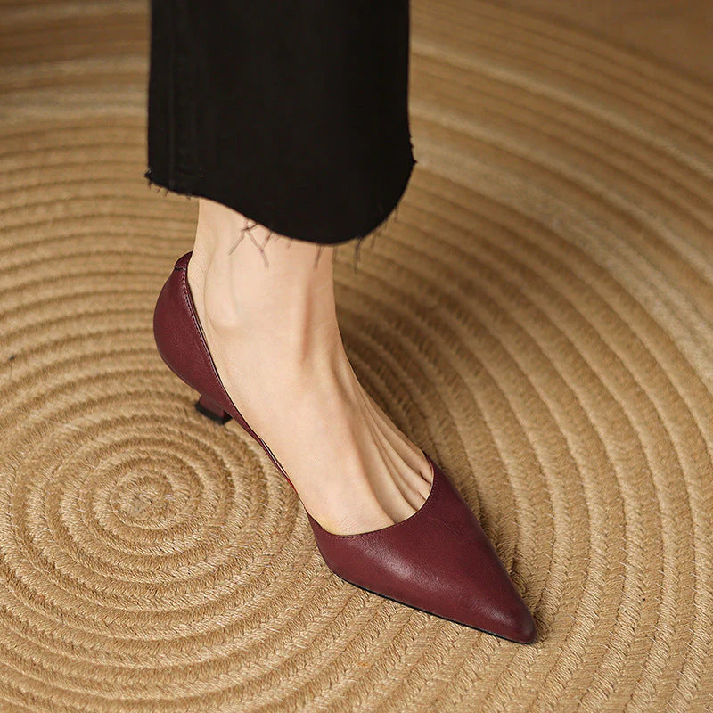 Ceyra | Tacones Bajos de Cuero Genuino
