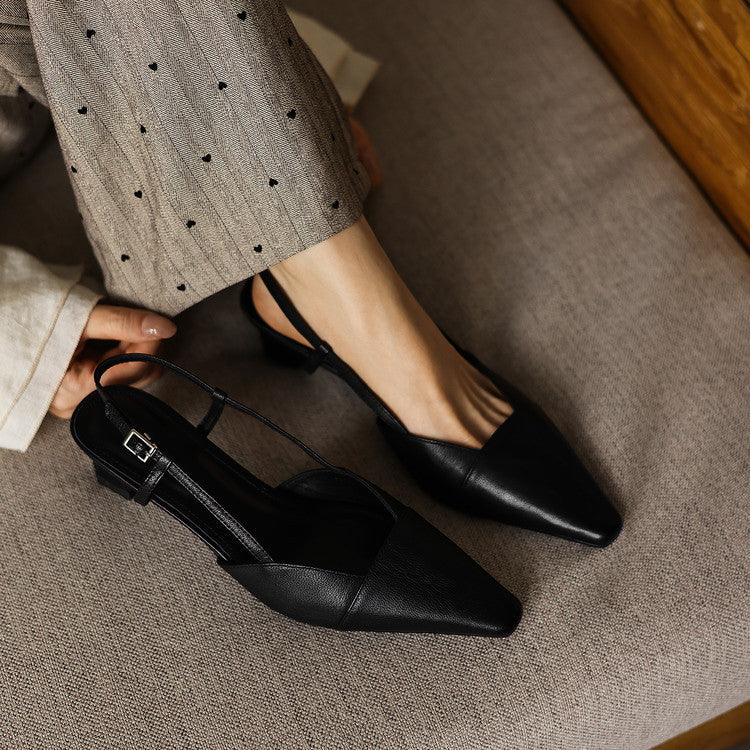 Serena | Sapatos de Salto Slingback de Pele