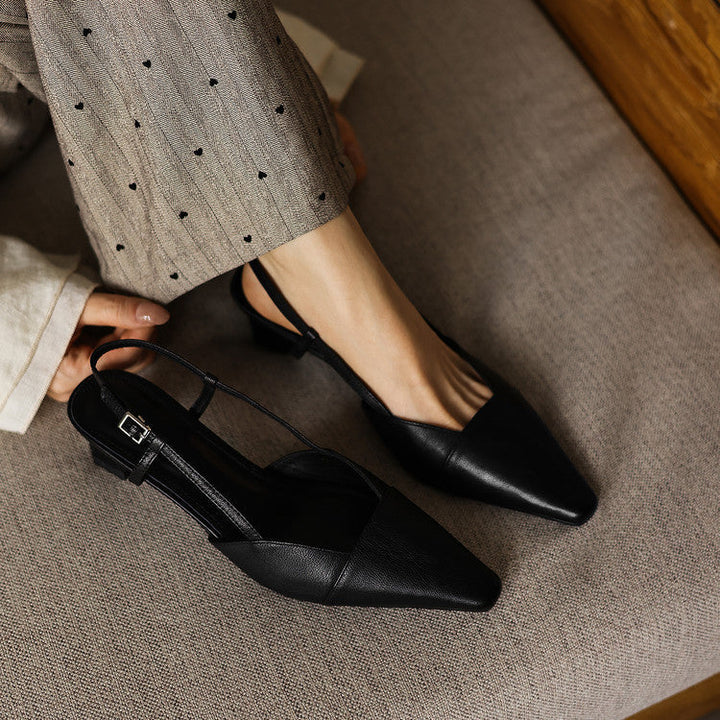 Serena | Sapatos de Salto Slingback de Pele