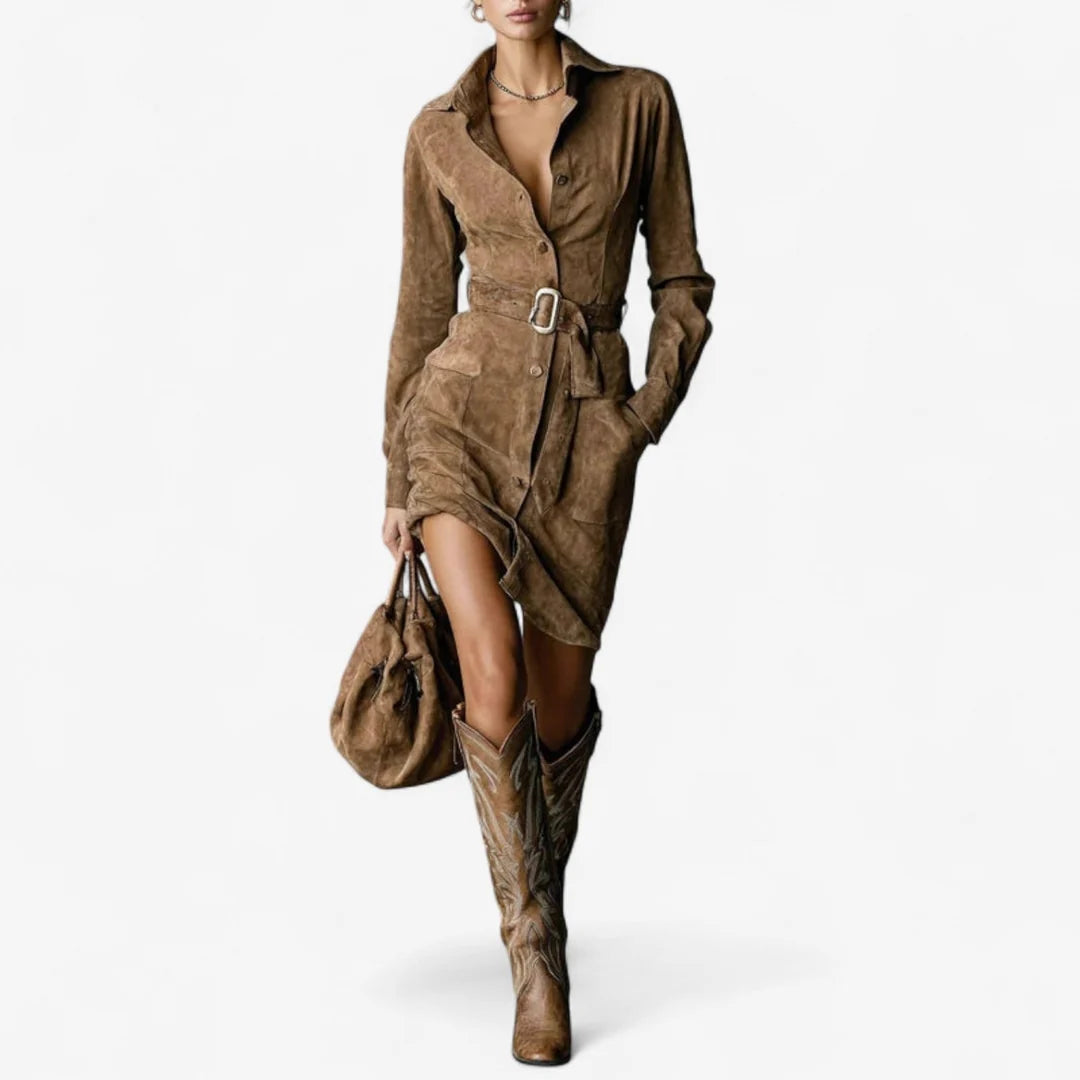 Betty™ | Elegant Camel Midi Dress