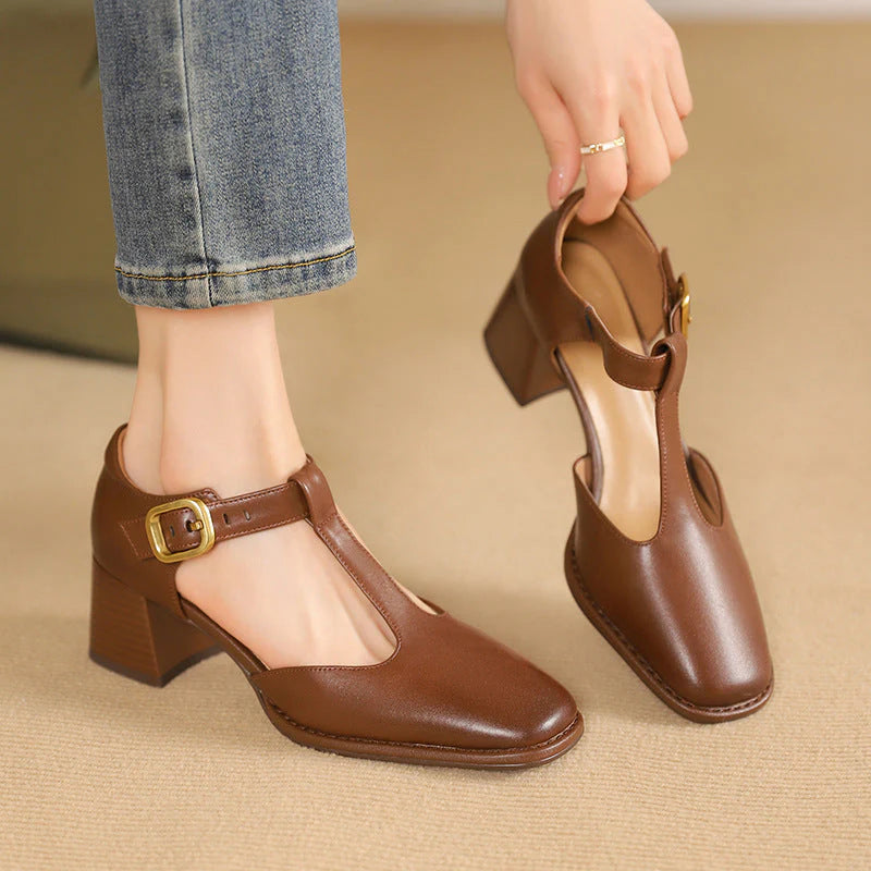 MARCELE - ZAPATOS DE CUERO T-STRAP