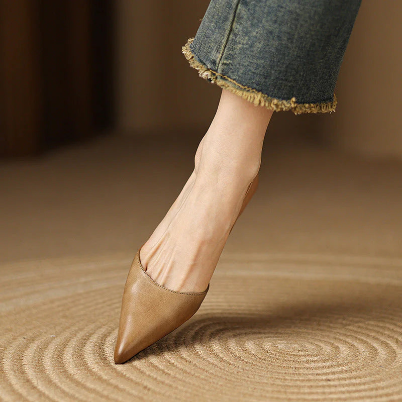Ceyra | Tacones Bajos de Cuero Genuino