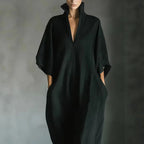 Alina - vestido largo con mangas 3/4 y escote en v