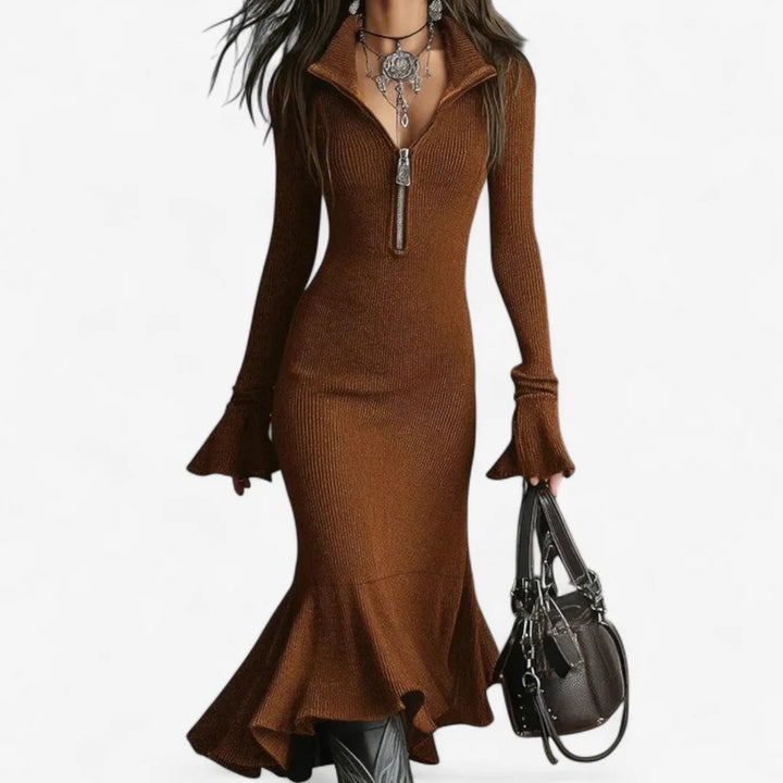 Maud™ | Vestido De Punto Con Cuello Y Cremallera