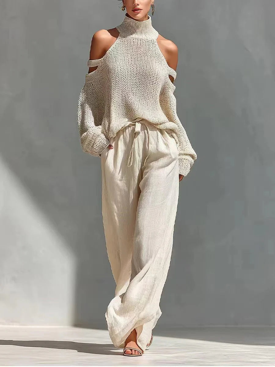 SARA - CONJUNTO MODERNO DE PUNTO Y LINO