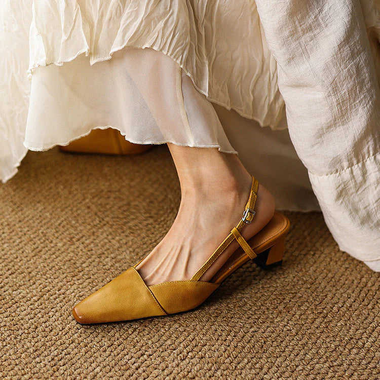 Serena | Sapatos de Salto Slingback de Pele