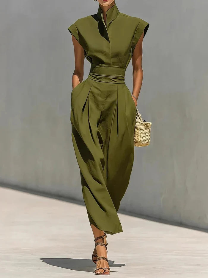 VESTIDO MIDI ESTRUTURADO DE MULHER COM GOLA ALTA - ESTILO ELEGANTE PARA ESCRITÓRIO E NOITE