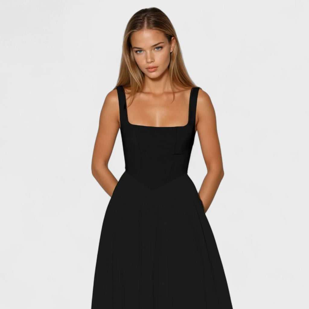 Maribel - vestido midi escote cuadrado