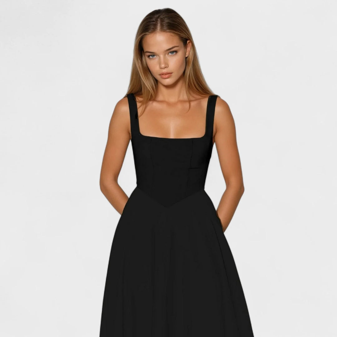 Maribel - Vestido Midi Decote Quadrado
