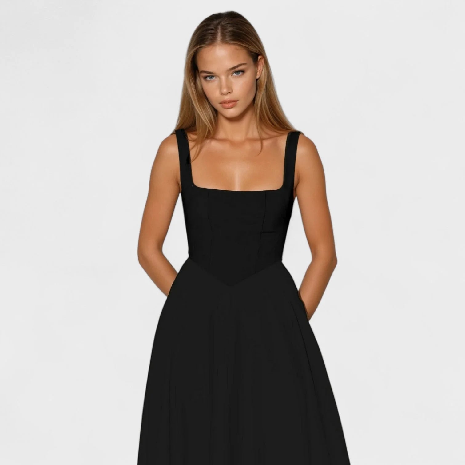 Maribel - vestido midi escote cuadrado