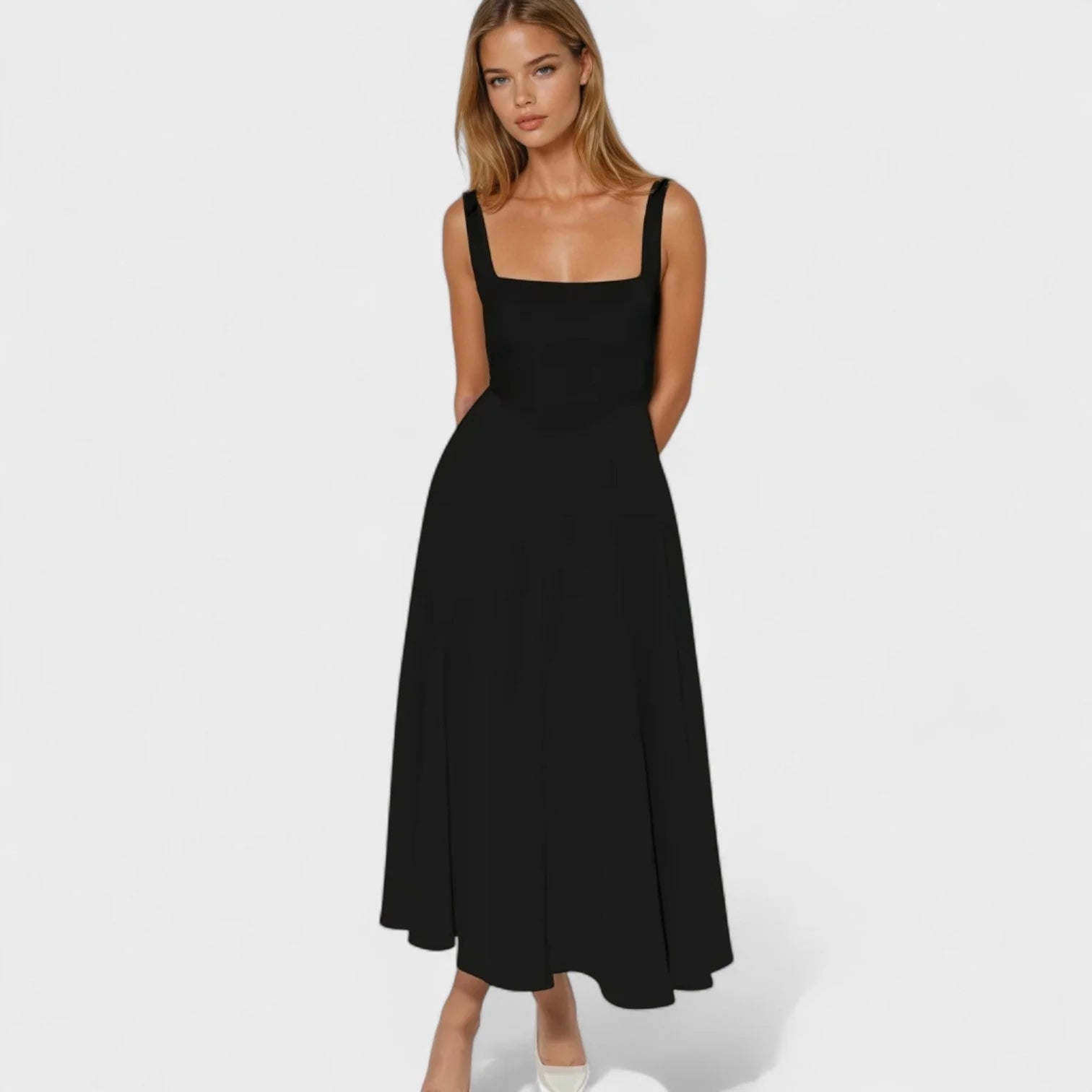 Maribel - vestido midi escote cuadrado