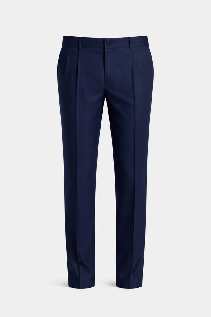 CALÇAS DE HOMEM PLISSADAS, CORTE RETO, AJUSTE ELEGANTE