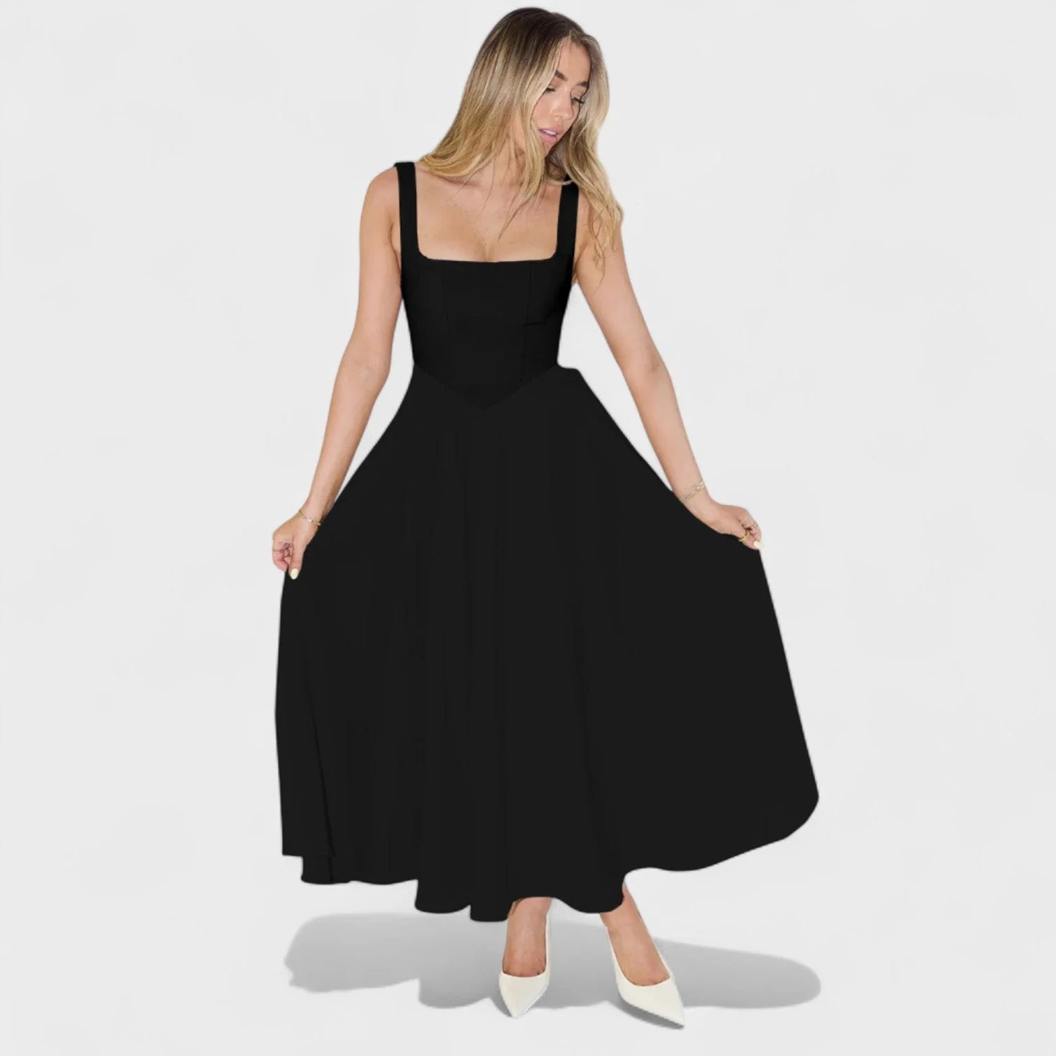 Maribel - vestido midi escote cuadrado