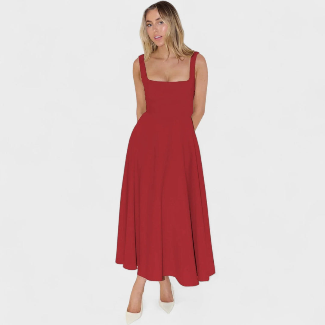 Maribel - Vestido Midi Decote Quadrado