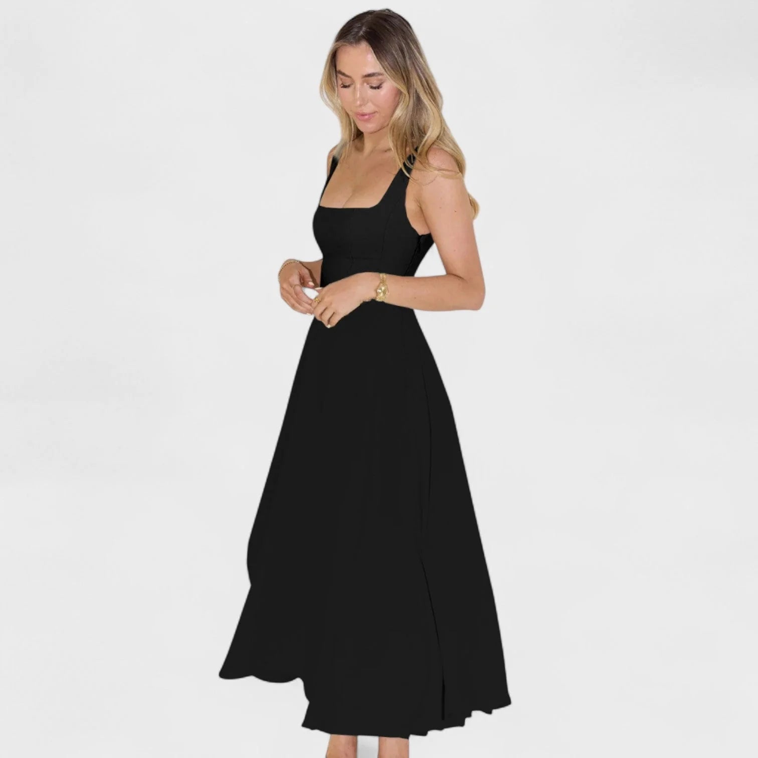 Maribel - vestido midi escote cuadrado