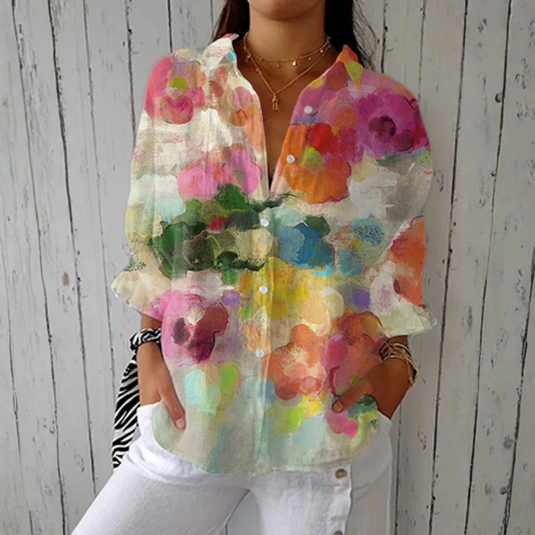 INÉS - BLUSA ACUARELA FLORAL ELEGANTE