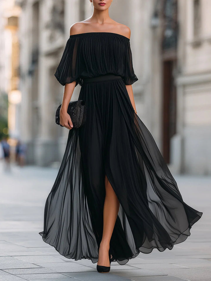 Ophelina | Vestido Maxi De Un Hombro Con Pliegues