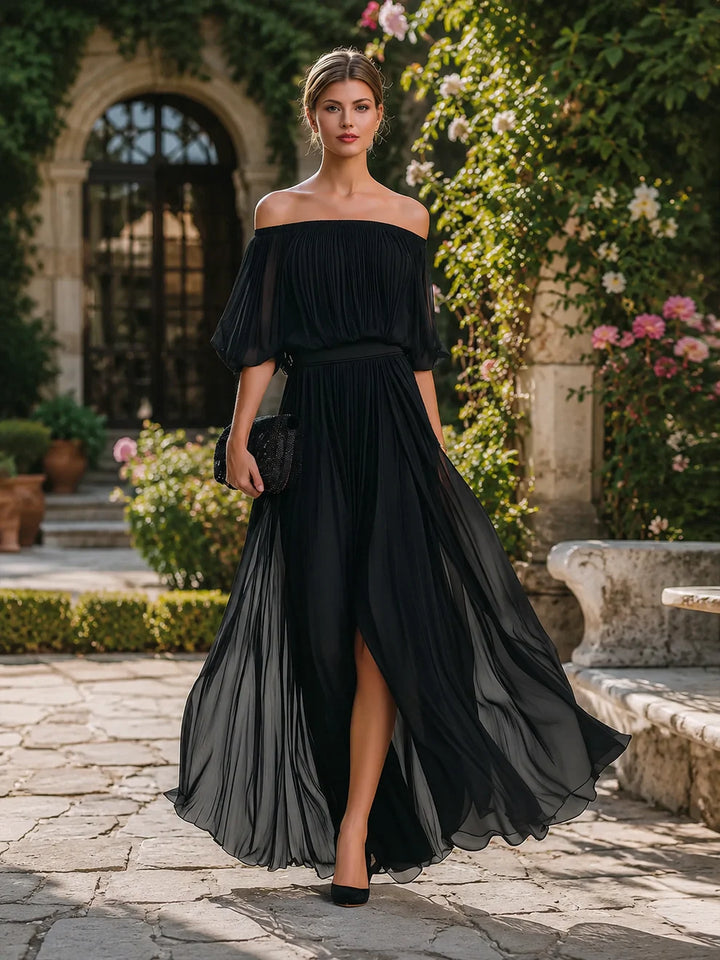 Ophelina | Vestido Maxi De Un Hombro Con Pliegues