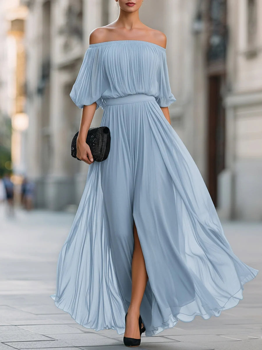 Ophelina | Vestido Maxi De Un Hombro Con Pliegues