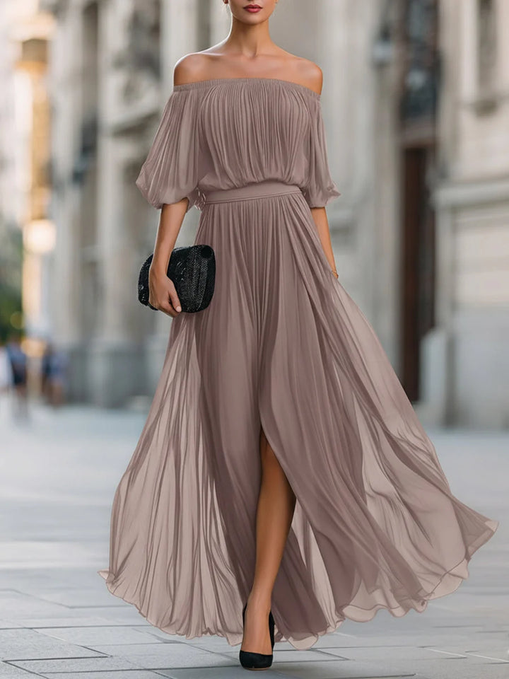 Ophelina | Vestido Maxi De Un Hombro Con Pliegues