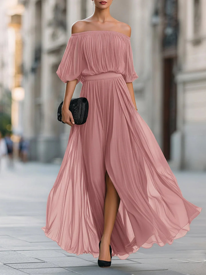 Ophelina | Vestido Maxi De Un Hombro Con Pliegues