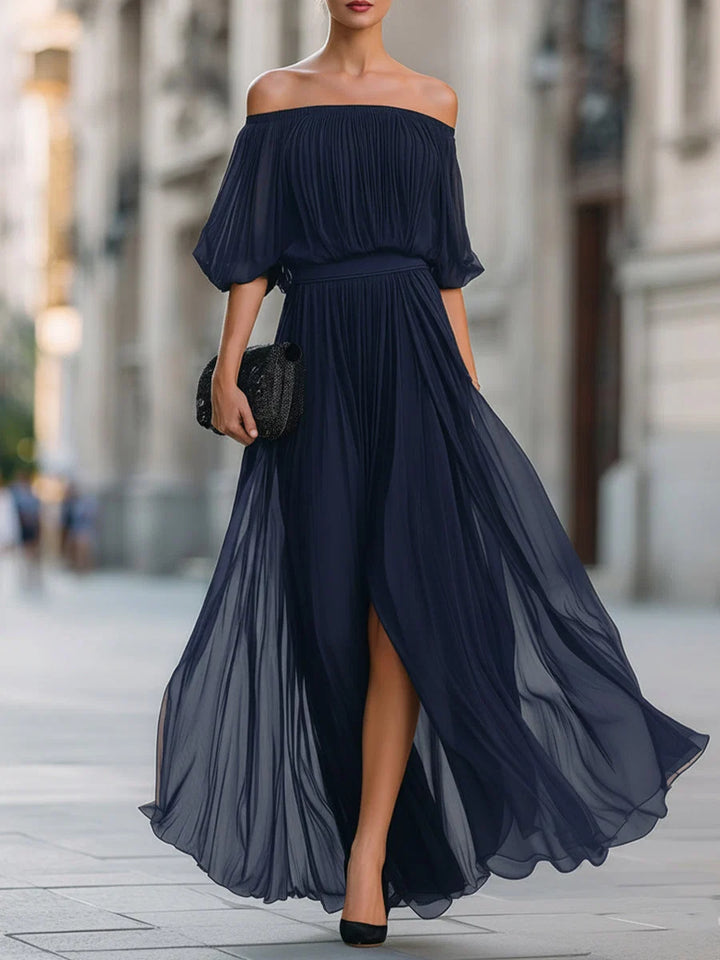 Ophelina | Vestido Maxi De Un Hombro Con Pliegues
