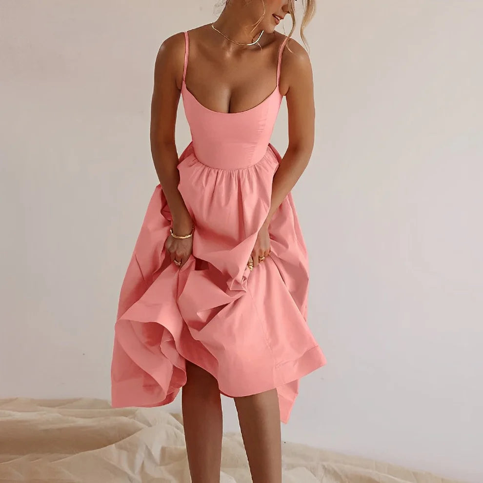 Fabiana | Vestido Con Tiras Finas Y Corte Fruncido