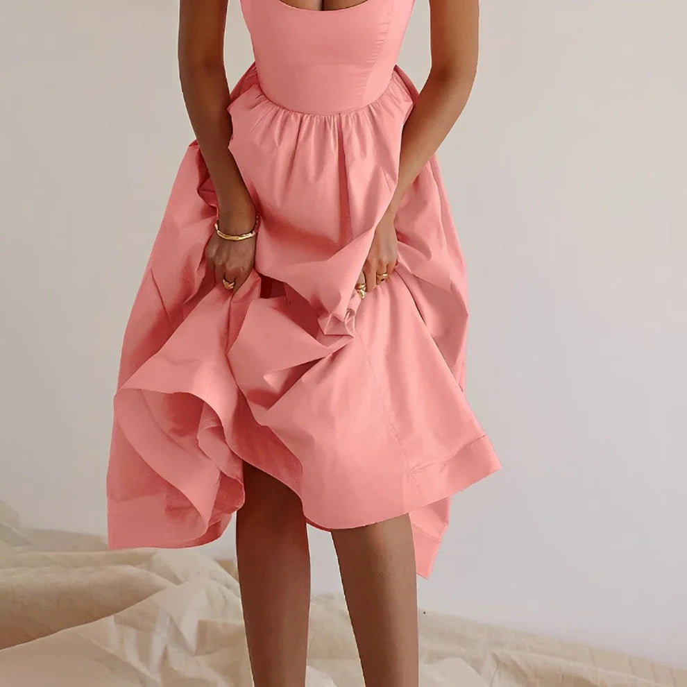 Fabiana | Vestido Con Tiras Finas Y Corte Fruncido