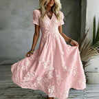 - VESTIDO MAXI BORDADO ROSA BLANCA