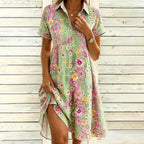 VESTIDO CASUAL DE VACACIONES CON ESTAMPADO FLORAL ÉTNICO