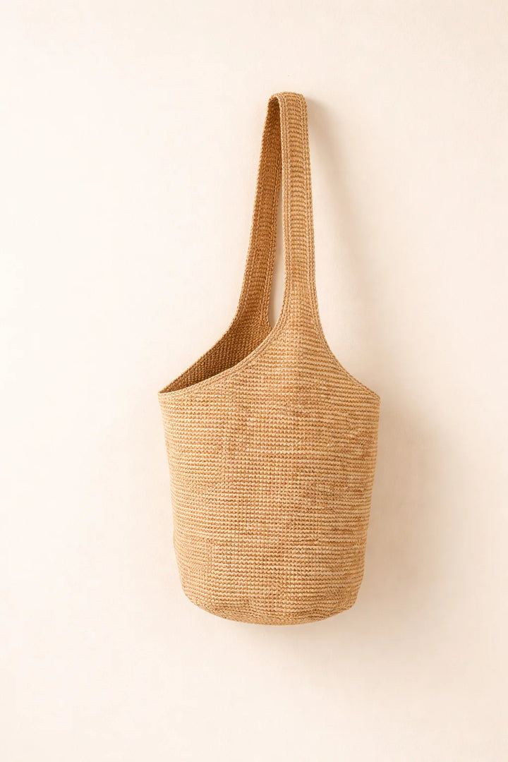 Bolso Cubo De Rafia Tejido A Mano Estructurado Para Playa Y Vacaciones