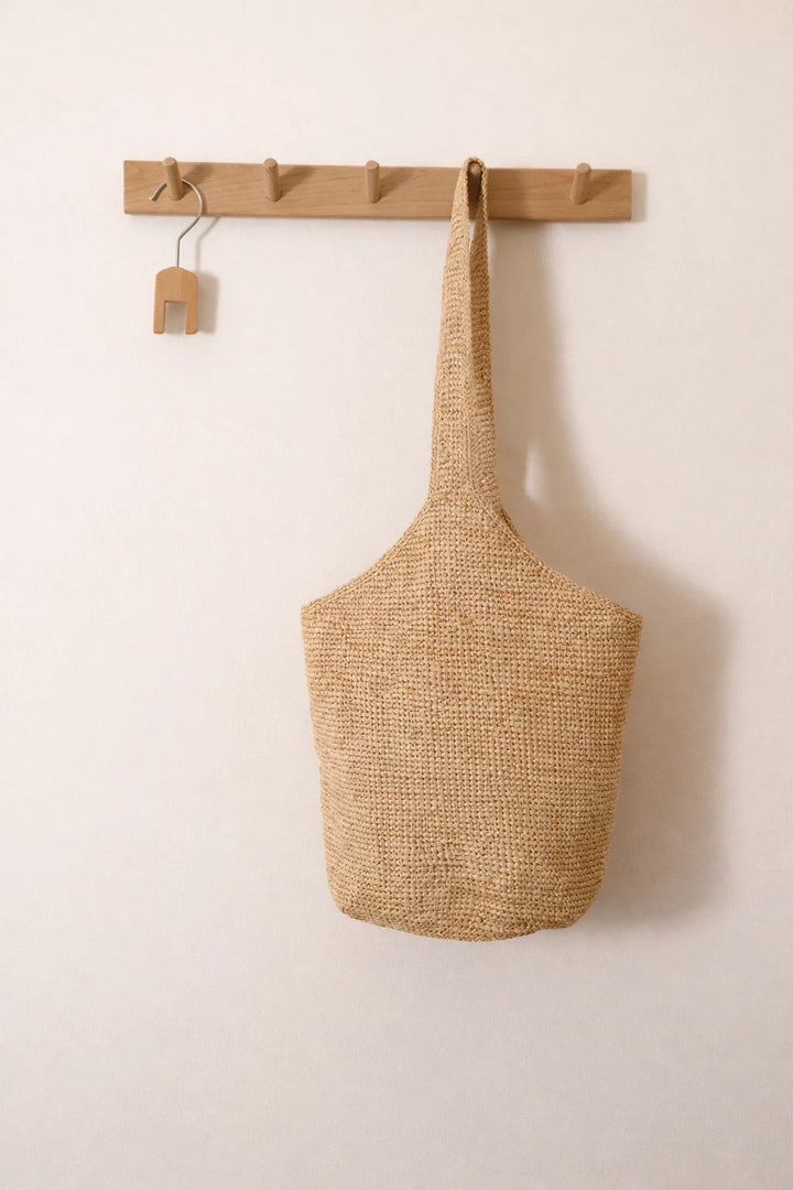 Bolso Cubo De Rafia Tejido A Mano Estructurado Para Playa Y Vacaciones
